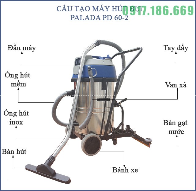 máy hút bụi công nghiệp 2 motor Palada PD 60-2-01